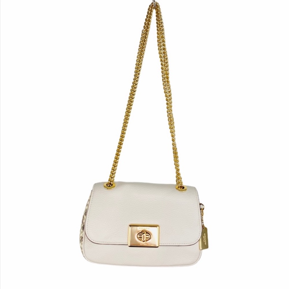 Coach Leather Snake Trim Cassidy Crossbody Purse